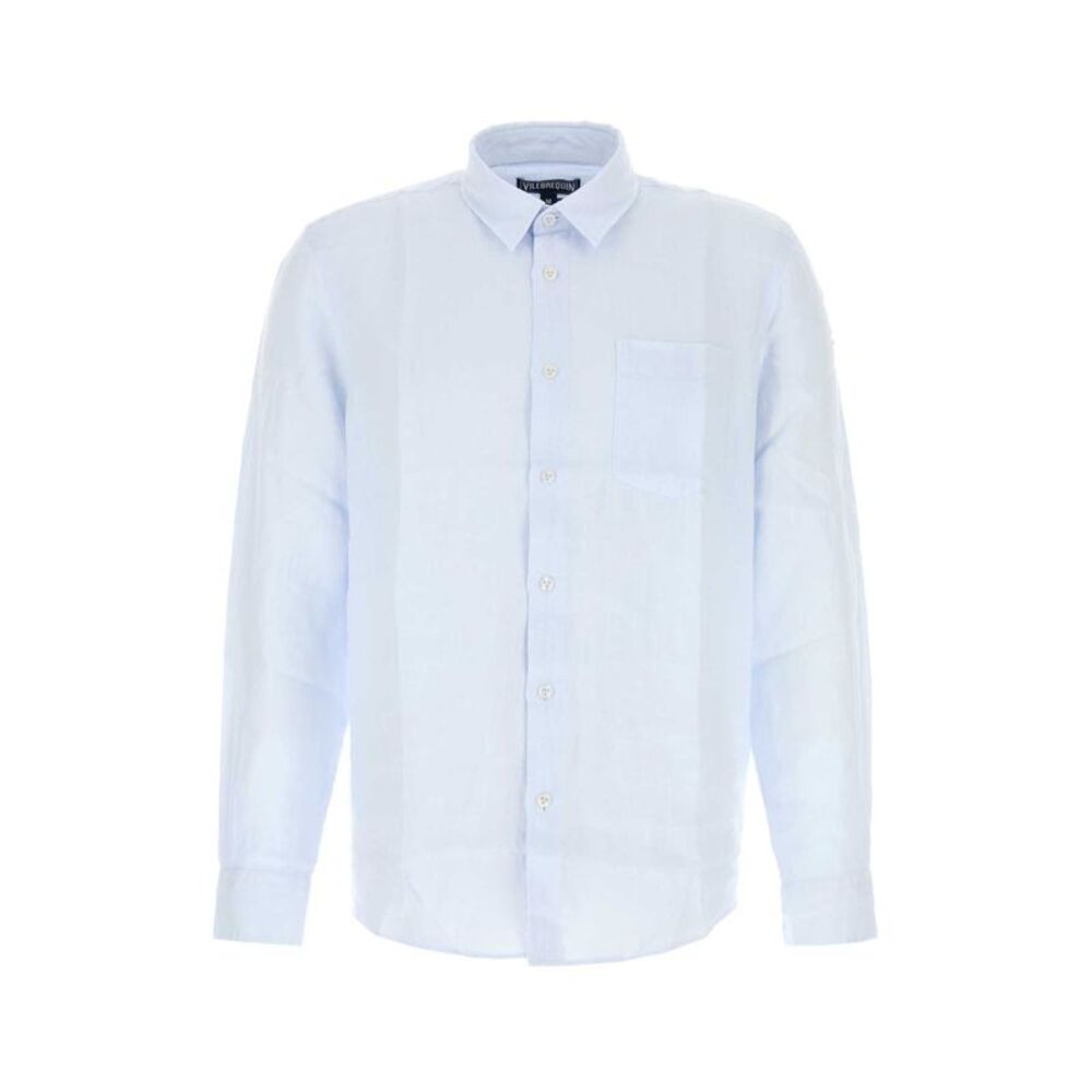 Vilebrequin Men Pastel Light-Blue Linen Caroubis Shirt